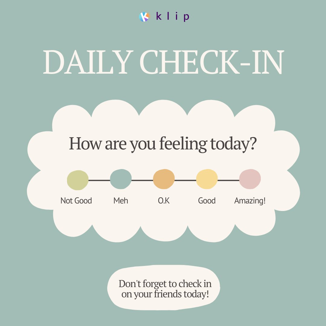 KlipGlobal's tweet photo. A little check-in can go a long way. 🌟 Make sure your mates know you're thinking of them. #FriendsForever #CheckInWithLove https://t.co/GDrMQsg94Y