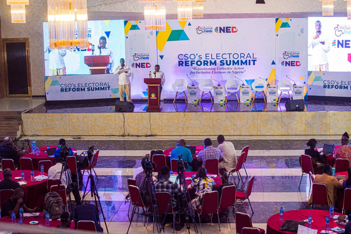 inclusivefrnds's tweet photo. The CSO Electoral Reform Summit! We're focusing on aligning electoral reform priorities for broader political inclusion and tackling emerging issues. Part of the SEIPD project, supported by @NEDemocracy, is a step towards more inclusive elections in Nigeria. #ElectoralReform https://t.co/WzzzUgXpbi