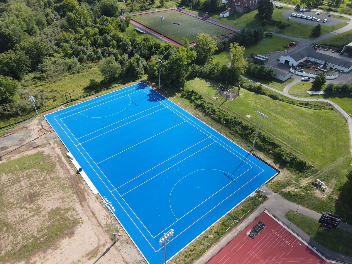 wes_athletics's tweet photo. SHE’S A BEAUT 💙

Hicks Field, future home of Wes Field Hockey, is nearing completion 🦺 

First practice on the sport’s premier surface…just one week away 🤟 https://t.co/Q2MvOxwpZ5