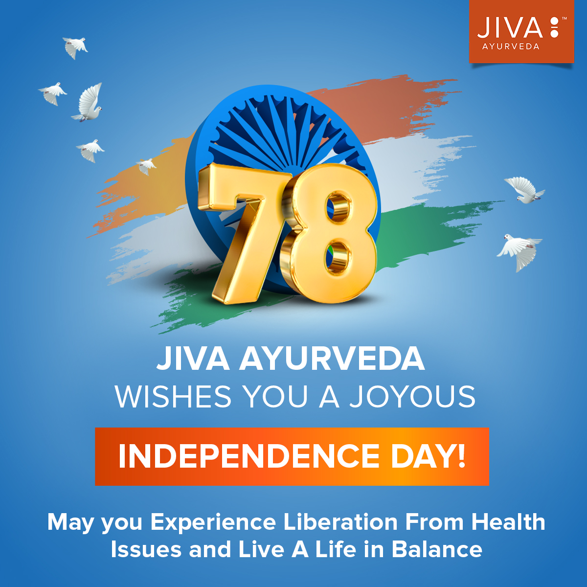 Celebrate freedom from illness with Ayurveda. 
Let's build a healthier, happier India together. 

Happy Independence Day! 🇮🇳 

#JivaAyurveda #IndependenceDay #AyurvedicLiving