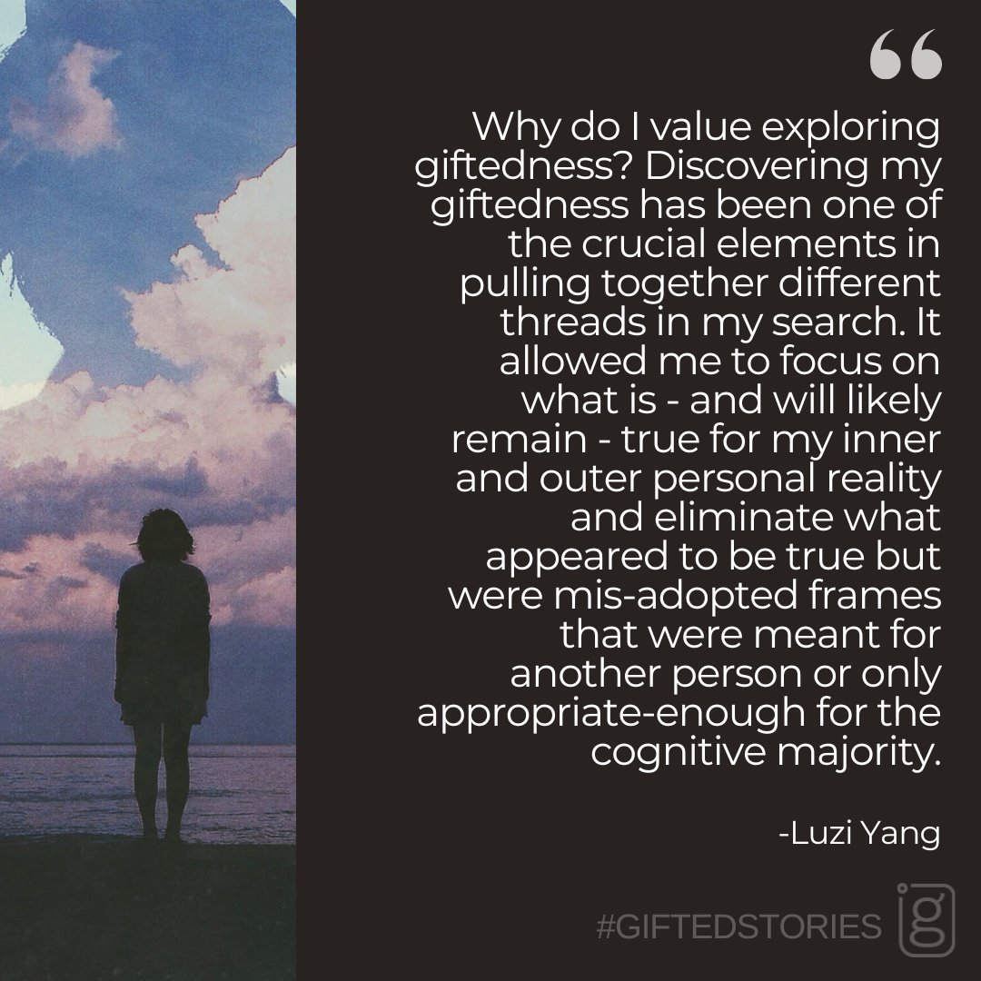 "Why do I value exploring giftedness?..."  Reflections for our assessor &amp; coach Luzi Yang for our #giftedstories. 

More about Luzi, her story &amp; her offerings at giftednuance.com.