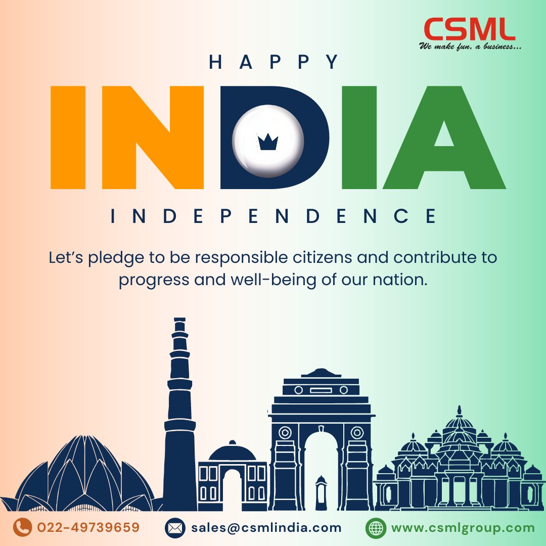 CsmlGroup's tweet photo. Celebrate the day with unity and pride, CSML wishes you all Happy Independence Day!

#CSML #csmlgroup #independenceday #wishes https://t.co/pAUWinmV6v