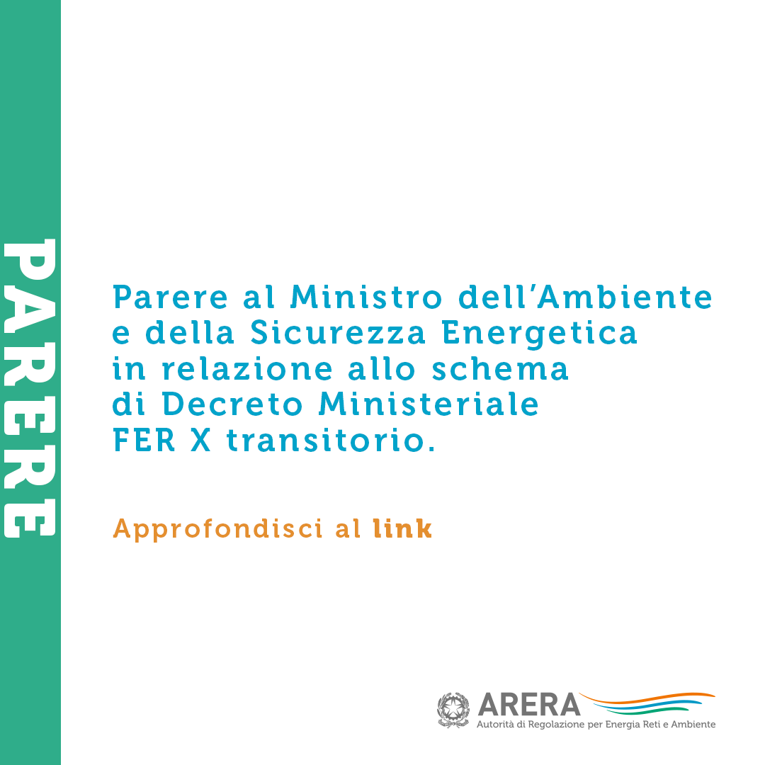 ARERA_it's tweet photo. Pubblicato il provvedimento #ARERA provvedimento che fornisce al @MASE_IT il parere sullo schema di decreto ministeriale FER X transitorio.
Il documento completo è disponibile qui: https://t.co/lLmpUIRADP
#FERX #Rinnovabili https://t.co/5ZsvAkg8dZ