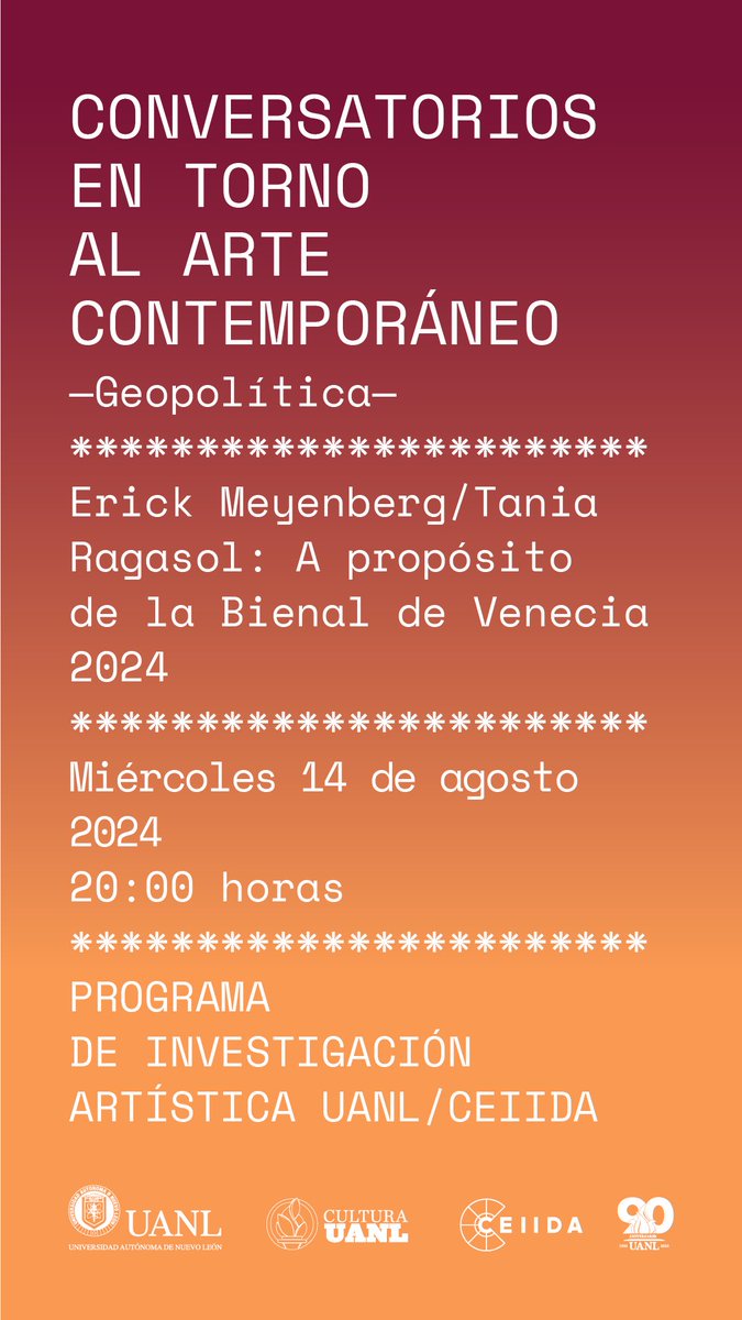 mariaenpaz's tweet photo. Hoy, 20 hrs. con Erik Meyenberg y @taniaragasol 
Link al zoom: https://t.co/zp5bKLoYNI
#migración #geopolítica #erickmeyenberg #taniaragasol #bienaldevenecia2024 #ceiida #uanl #artecontemporáneo #conversatorios https://t.co/yZO0r2dXMm