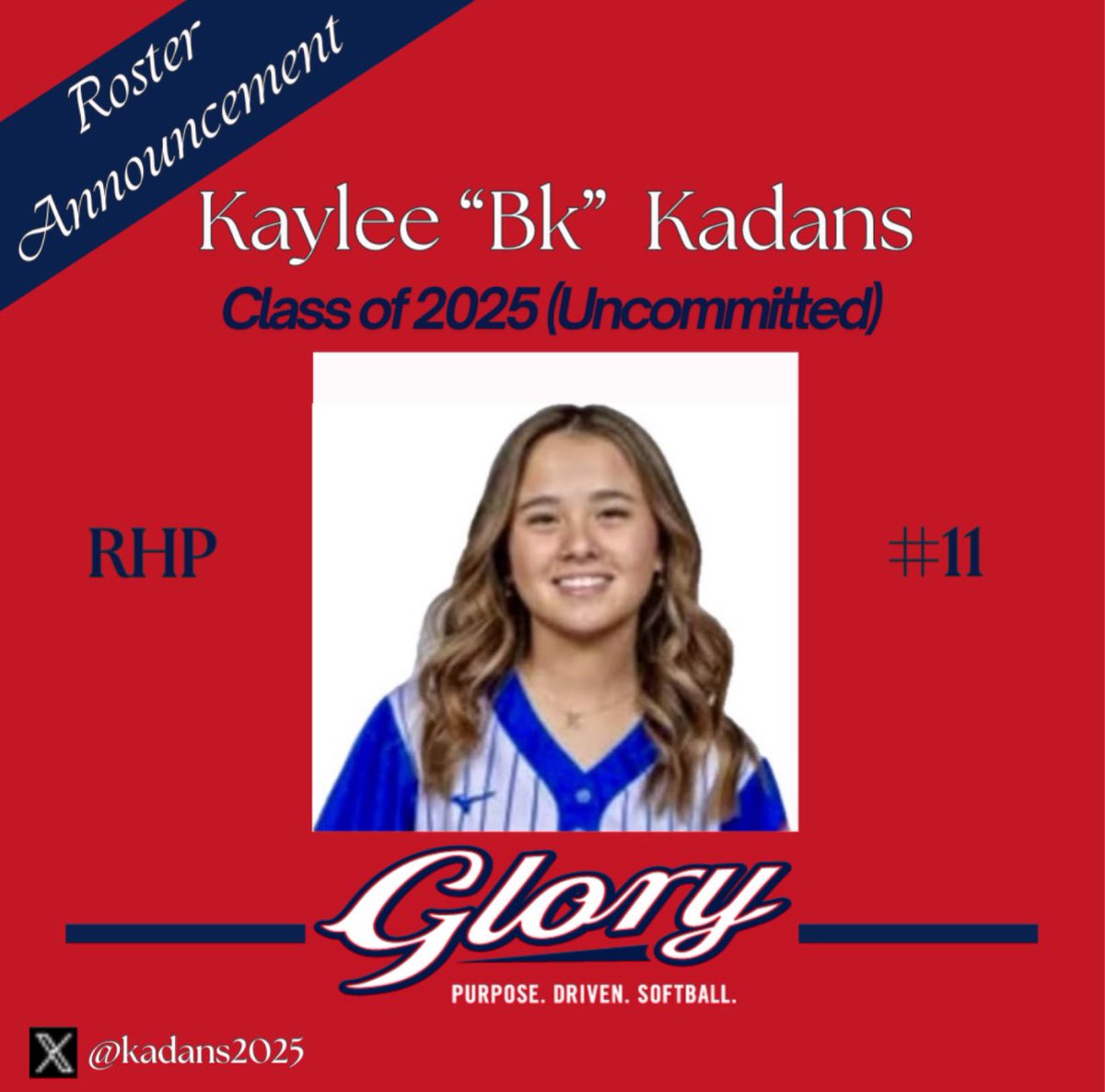 VA Glory Hills (@vaglory_hills) on Twitter photo 🚨ROSTER ANNOUNCEMENT🚨
Kaylee Kadans (2025) RHP attends Riverside HS in Leesburg, VA. She won the state championship with her HS team. Her sports hero is Megan Faraimo. She loves chocolate and enjoys watching "Twister."
⭐️Follow her <a href="/kadans2025/">Kaylee Kadans</a>.⭐️ 🚨ROSTER ANNOUNCEMENT🚨
Kaylee Kadans (2025) RHP attends Riverside HS in Leesburg, VA. She won the state championship with her HS team. Her sports hero is Megan Faraimo. She loves chocolate and enjoys watching "Twister."
⭐️Follow her <a href="/kadans2025/">Kaylee Kadans</a>.⭐️