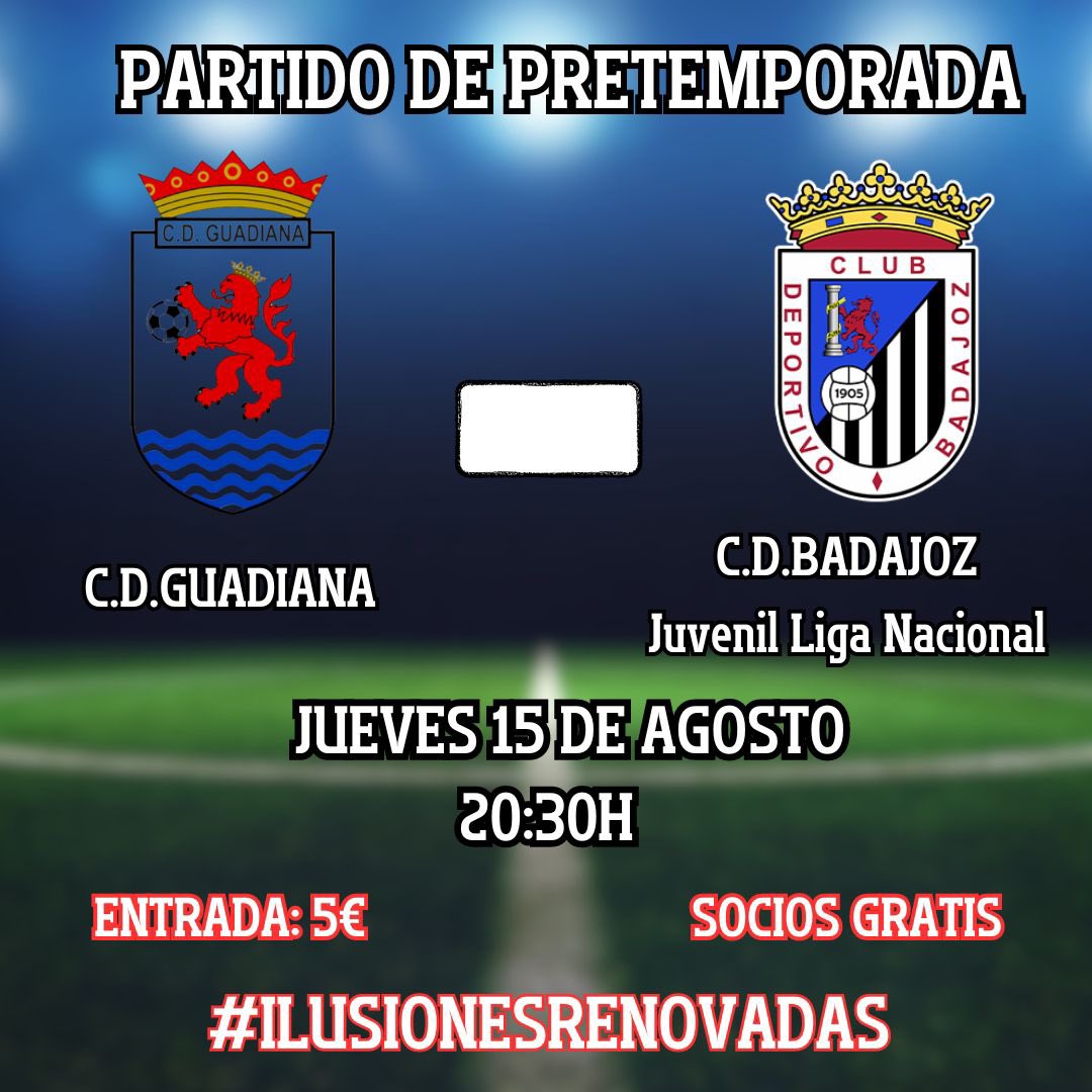CD_Guadiana_'s tweet photo. 𝗣𝗔𝗥𝗧𝗜𝗗𝗢 𝗗𝗘 𝗣𝗥𝗘𝗧𝗘𝗠𝗣𝗢𝗥𝗔𝗗𝗔 𝟮𝟰/𝟮𝟱 🔴⚫️

𝗩𝘂𝗲𝗹𝘃𝗲 𝗲𝗹 𝗳ú𝘁𝗯𝗼𝗹 𝗮𝗹 𝗺𝘂𝗻𝗶𝗰𝗶𝗽𝗮𝗹 𝗘𝗿𝗻𝗲𝘀𝘁𝗼 𝗦á𝗻𝗰𝗵𝗲𝘇 𝗠𝗶𝗹𝗹á𝗻. https://t.co/Pw2RKFJA1t