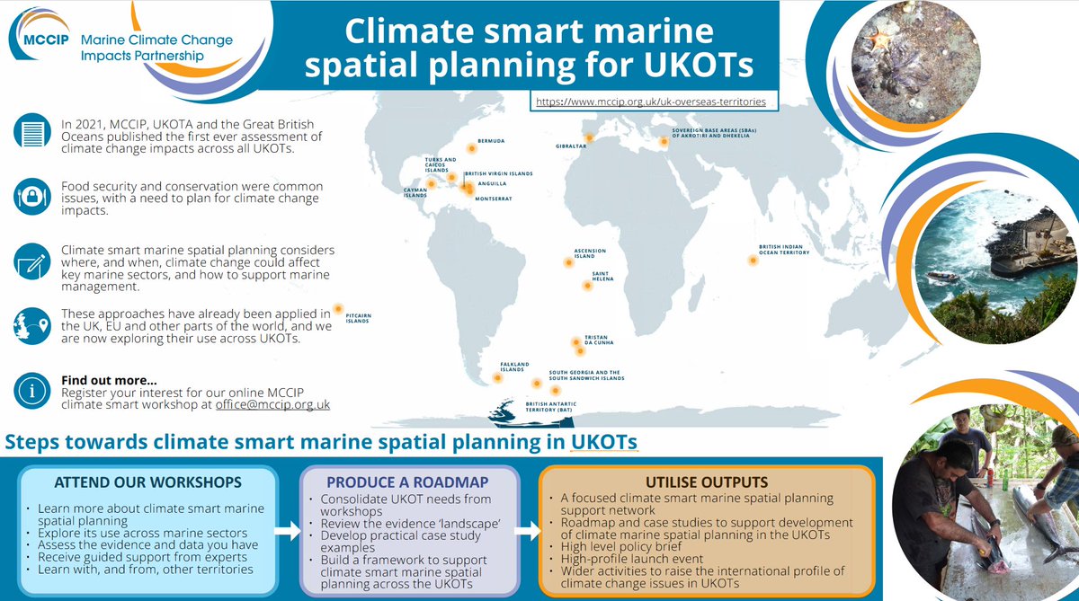 We are working w/ <a href="/MccipOrgUK/">MCCIP</a> to support #ClimateSmart #MSP in the #UKOT. In this second workshop we will discuss current use of #climate evidence &amp; consider how #climatesmart #MSP could be developed across the UKOTs. 10.09.2024 3-5pm BST. Register: tinyurl.com/f39ju2v9 🙌🌊