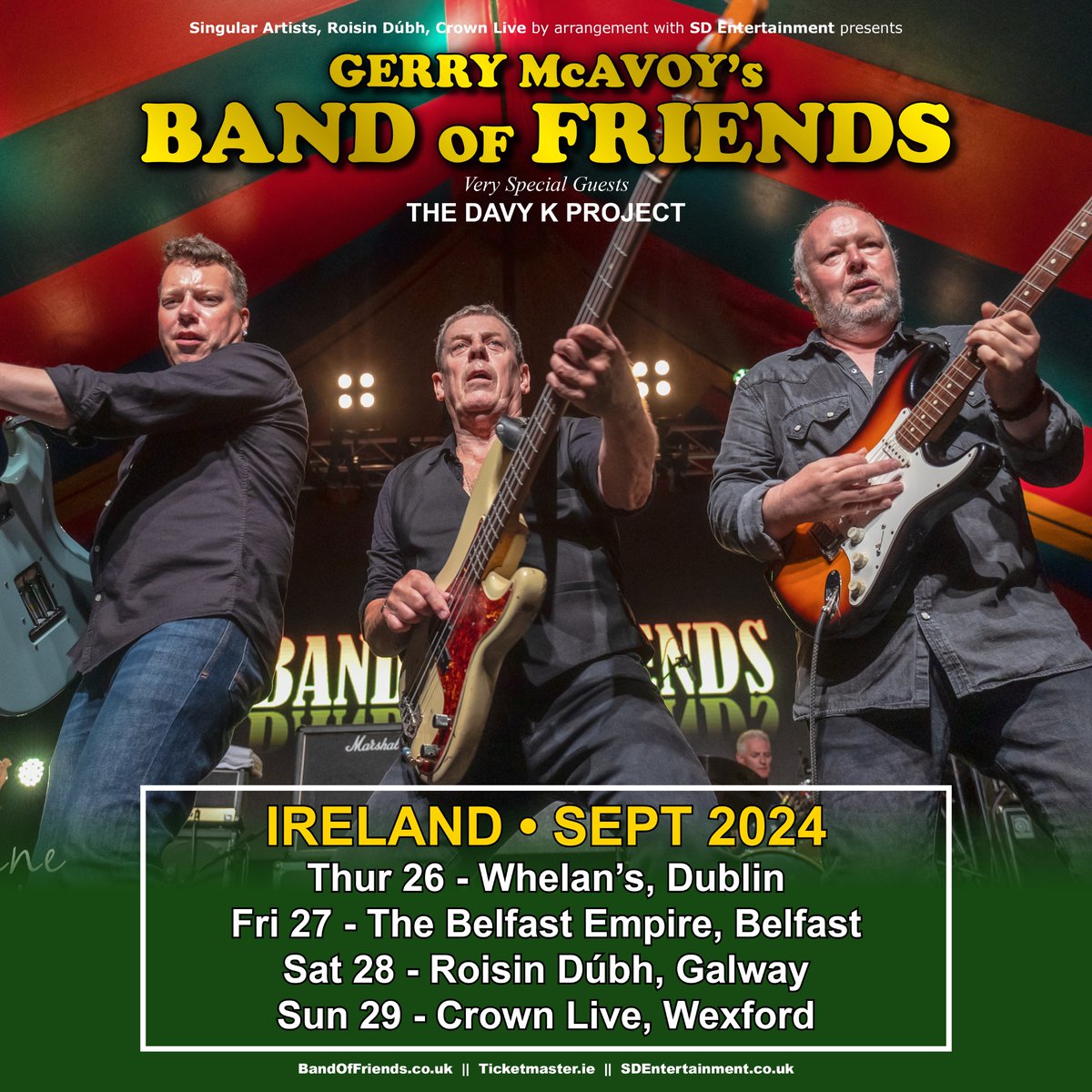 SDEntIre's tweet photo. Don't miss the incomparable celebration of all things @rorygallagher in Gerry McAvoy's #BandOfFriends plus @davykmusic Project.
Tix: @TicketmasterIre and Venues.
26 Sept • @whelanslive
27 Sept • @belfastEmpire
28 Sept • @roisindubhpub
29 Sept • @CrownQuarterWex https://t.co/3feArYCuvl