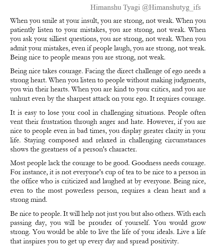 Himanshutyg_ifs's tweet photo. Being nice means being strong, not weak. https://t.co/tju7yvblHP