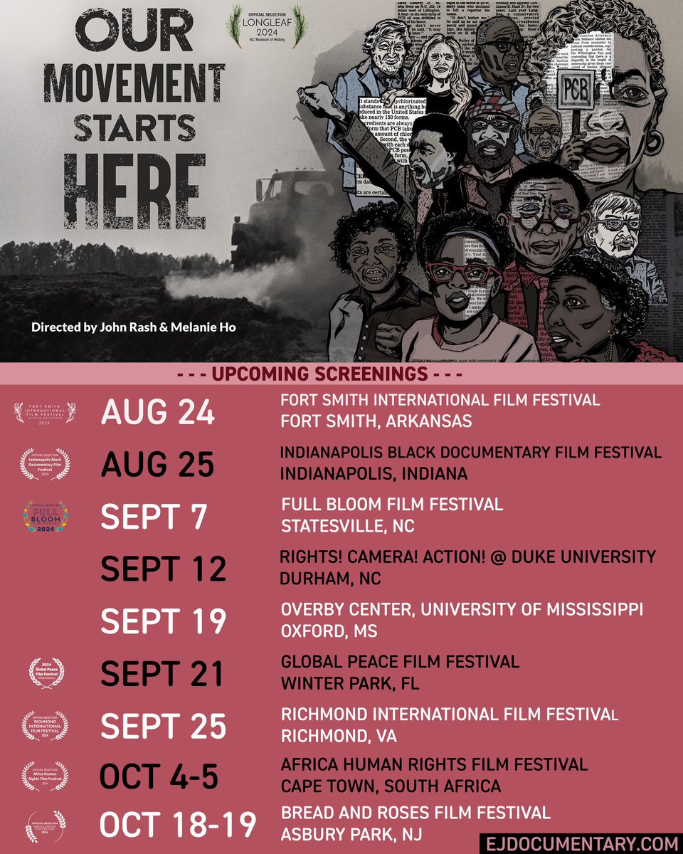Here is an updated list of film festival screenings. We’re so pleased that so many get to see this documentary about our #EnvironmentalJustice movement by <a href="/UMSouthDocs/">SouthDocs</a>