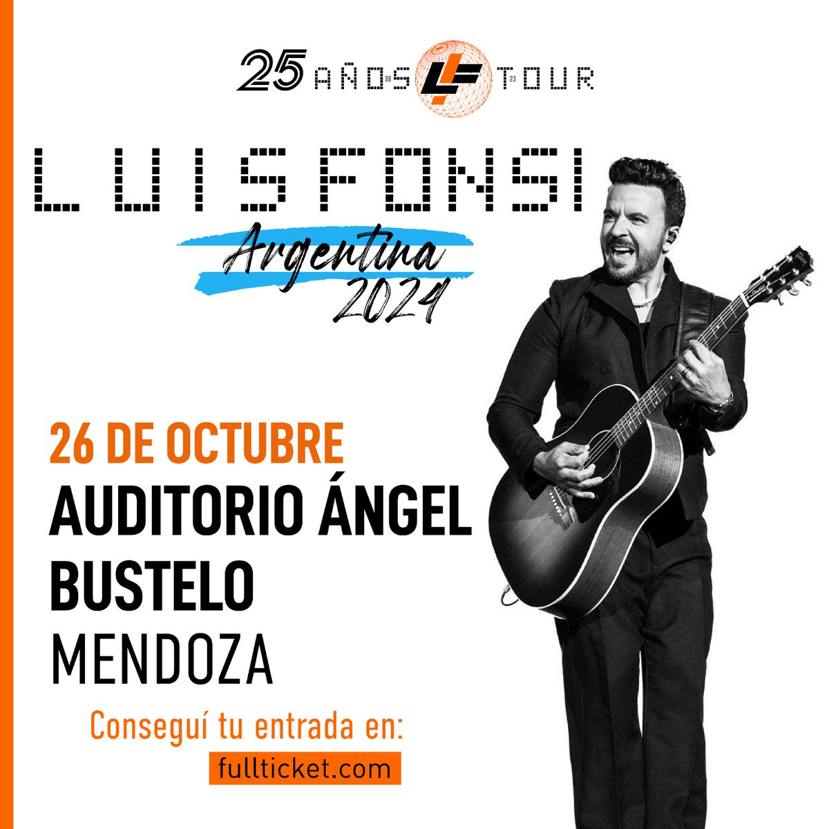 Buen miércoles 🙌

Hoy te contamos que #LuisFonsi vuelve a #Mendoza y se presenta este 26 de octubre en el @busteloauditorio con su tour 25 años ✨️

🎟 Compra ya tu entrada en @fullticketarg
<a href="/Fonsisangels/">Fonsi's Angels Arg</a>