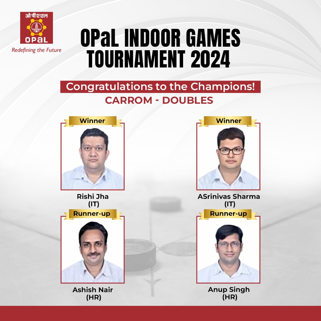 OpalIndiaIn's tweet photo. The Ultimate Showdown!
The OPaL Indoor Games 2024, Season 3, ends with the thrilling #Carrom Finals! Congrats to our new Singles and Doubles #Champions—your skill left us all in awe!
#OPaLIndoorGames2024 #GetSetPlay #EmployeeEngagement #TeamSpirit #OPaL https://t.co/zgk1GLvk9G