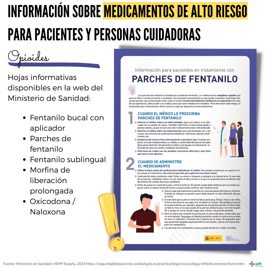 sefh_'s tweet photo. ⚠️💊💉¿Conoces los folletos informativos @sanidadgob @ISMP_Espana dirigidos a pacientes y cuidadores sobre anticoagulantes, opioides, insulinas y metotrexato oral, para que utilicen con seguridad estos medicamentos?

Descarga aquí: https://t.co/AnTQGwFeWD https://t.co/QvilkzRAJD