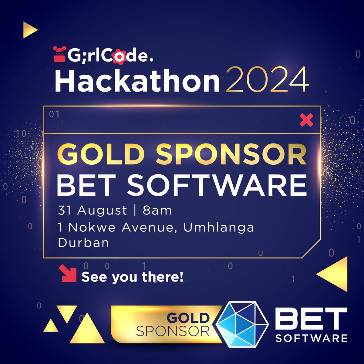 SoftwareBet's tweet image. #BETSoftware is proudly teaming up as a 𝗚𝗢𝗟𝗗 𝗦𝗣𝗢𝗡𝗦𝗢𝗥 for the GirlCode Hackathon 2024. 
Join us in Durban for a weekend of innovation, coding, and inspiration. 
See you there. 
#GirlCodeHackathon #CodingForGirls