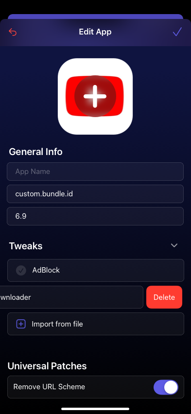 QuickSigniOS's tweet photo. QuickSign has this slick panel for editing .ipa files on device before signing 👇

It also has a tweak injection system built-in. #jailbreak https://t.co/oE2EUqEVDp