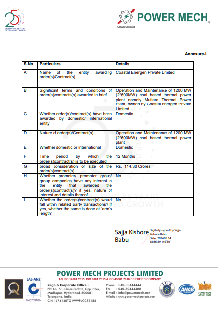 nitinmundra's tweet image. Power Mech Projects : Co. Gets order worth Rs. 114.30 Crores

#powermech #powermechprojects #Orderwin #resultupdate #nse #bse #Q1 #quarterlyresults #nifty #StockMarkets #Q3Results #stockmarketindia #earnings #earningreview