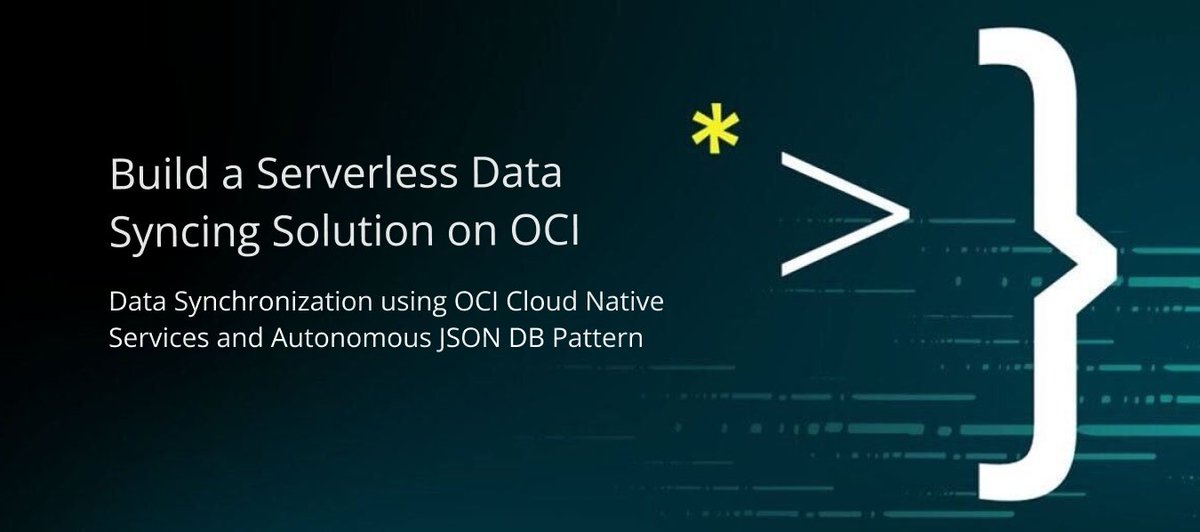 OracleOSS's tweet image. New open source repository published 🚀
Build a serverless data syncing solution using @OracleCloud Cloud Native Services and Autonomous Database.
Get started: github.com/oracle-samples…
#cloud #datasynchronization #OracleOSS