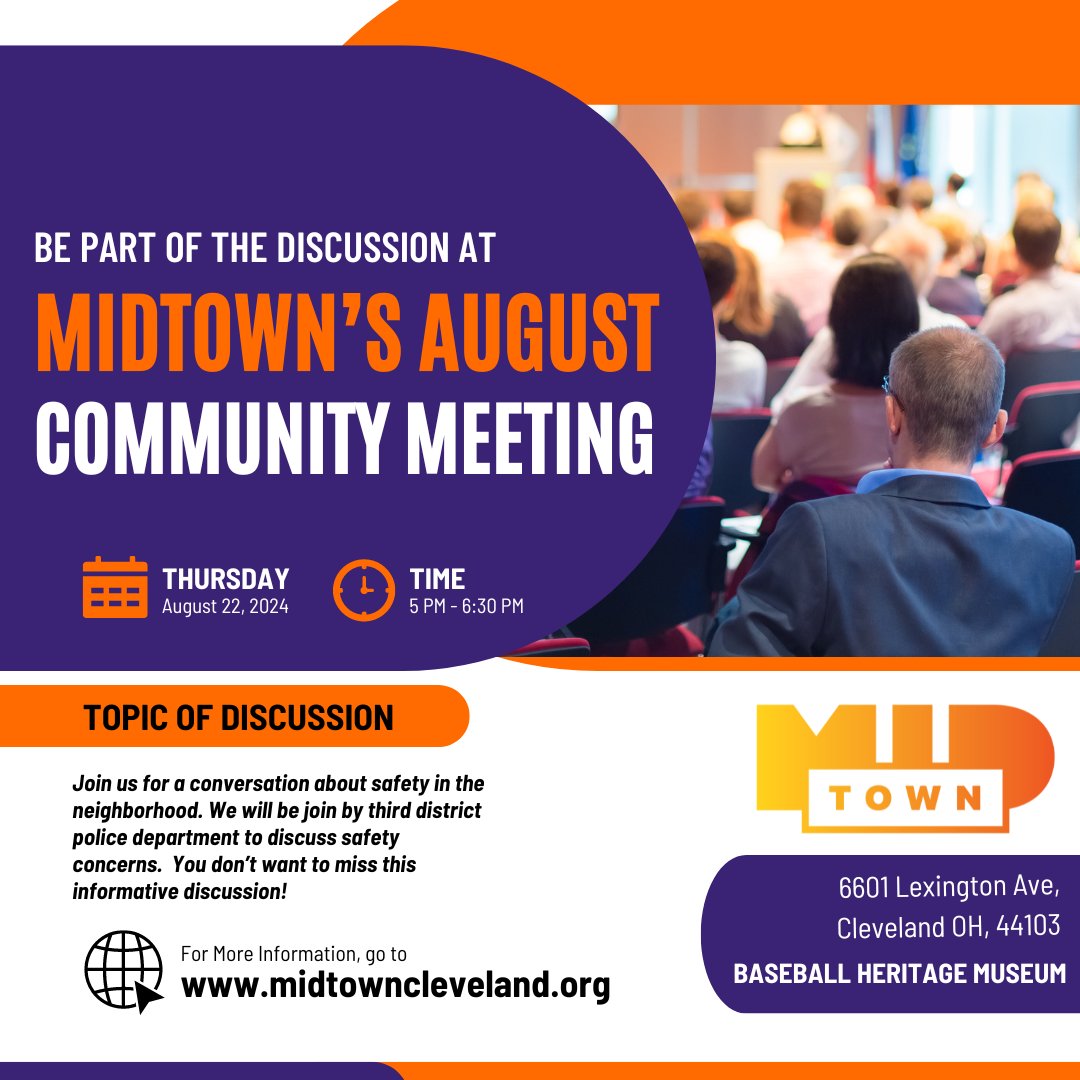 Join us for a conversation about safety in the neighborhood on Thursday. We will be joined by third district police dpt. to discuss safety concerns. You don't want to miss this informative discussion!