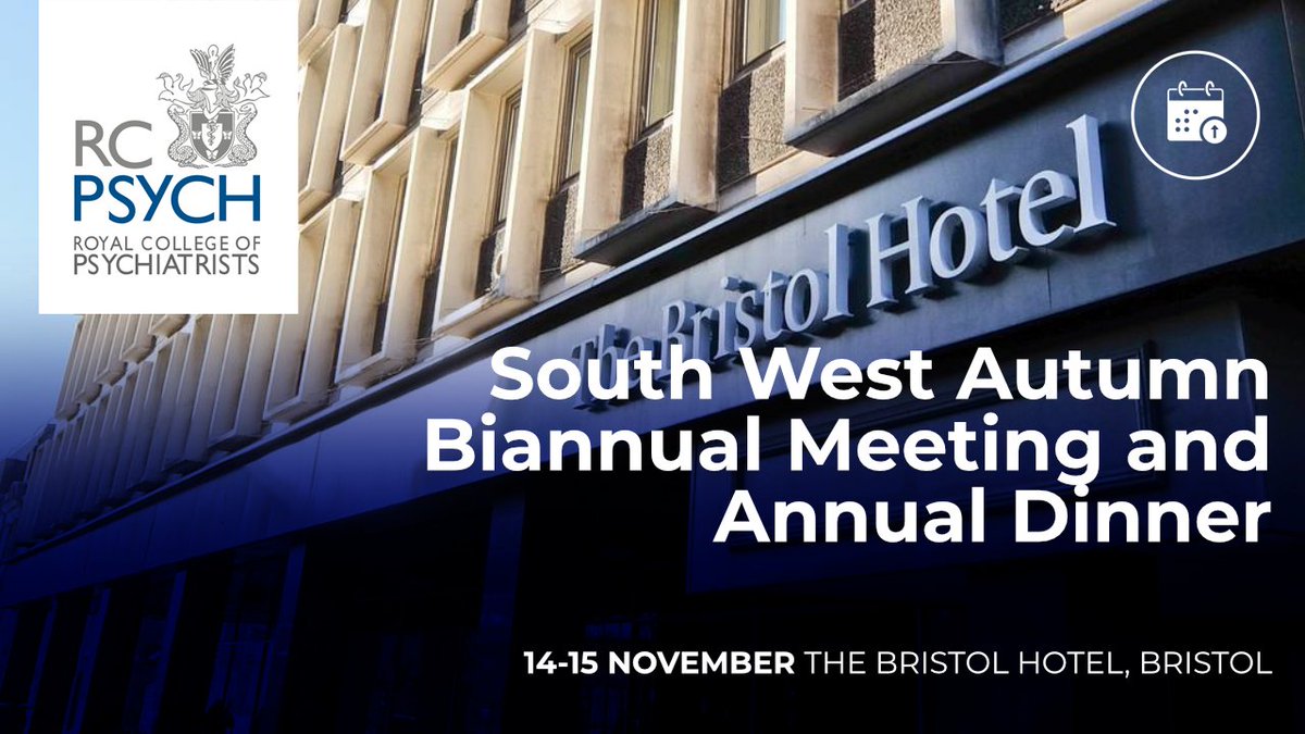 Join us at the SW Annual Dinner and Autumn Biannual Meeting on 14 - 15 November, in Bristol.

Bookings are open! More information ➡️ bit.ly/4e0Okqn

#RCPsychSWAutumn