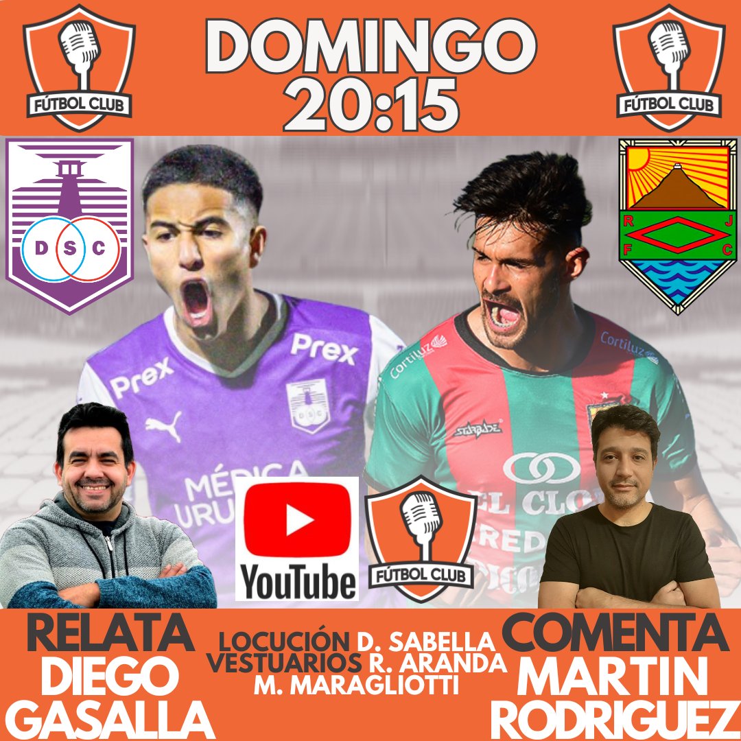 DOMINGO!
XXL de Clausura en <a href="/futbolclubuy/">Fútbol Club</a> por nuestro canal de Youtube <a href="/futbolclubuy/">Fútbol Club</a>

🕓 20:15
⚽ <a href="/DefensorSp/">Defensor Sporting</a> vs <a href="/RamplaJuniorsFC/">Rampla Jrs.</a> 

🗣️Relatos @GasallaJj 
🗣️Comentarios <a href="/jemartinr/">Martin R</a> 

ESCÚCHANOS EN👇
📱 Futbolclub.uy
📱 youtube.com/watch?v=m6Epo0…