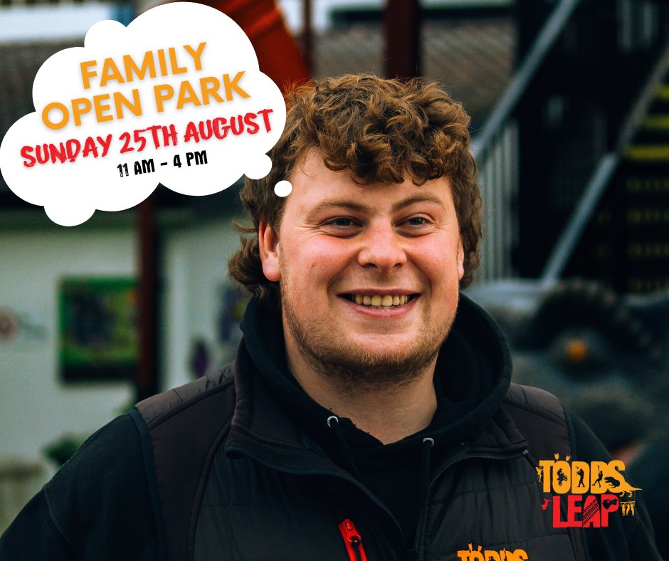 🎉 Archie’s grinning from ear to ear, and do you know why? Let me give you a hint... IT’S ONLY 11 DAYS until our LAST FAMILY OPEN PARK DAY OF THE SUMMER! 

🗓️ Date: 11 Days Away!
🕚 Time: 11 am - 4 pm
🎟️ Tickets: Only £32.50p/p

Book online, give us a call, or just swing on by.