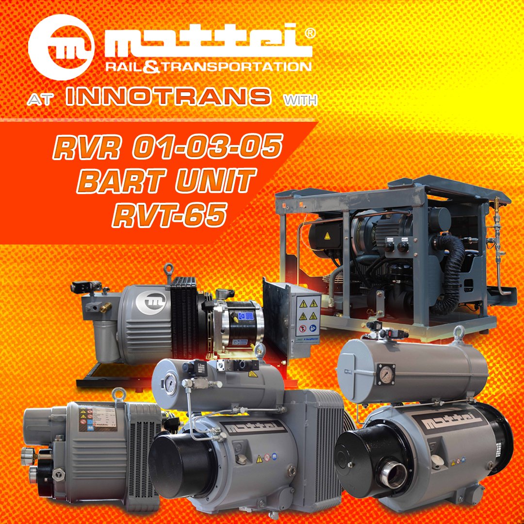 MatteiGroup's tweet photo. Don't forget! From 24 - 27 September, #MatteiGroup will be at @Innotrans at Messe Berlin!
Come visit us and our unbeatable #IRIS certified #aircompressors, including our BART units and other compressors ideal for the #railindustry! https://t.co/uk9bna2Qbu
