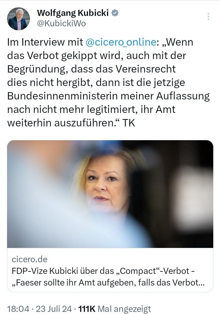 matzesmeinung's tweet image. Na dann, Herr @KubickiWo, sollte man Sie sich auch beim Wort nehmen können?
So als Ehrenmann, oder?
Sie hatten ja nun die Möglichkeit entsprechende Schritte einzuleiten, nachdem das #compactverbot aufgehoben worden ist.