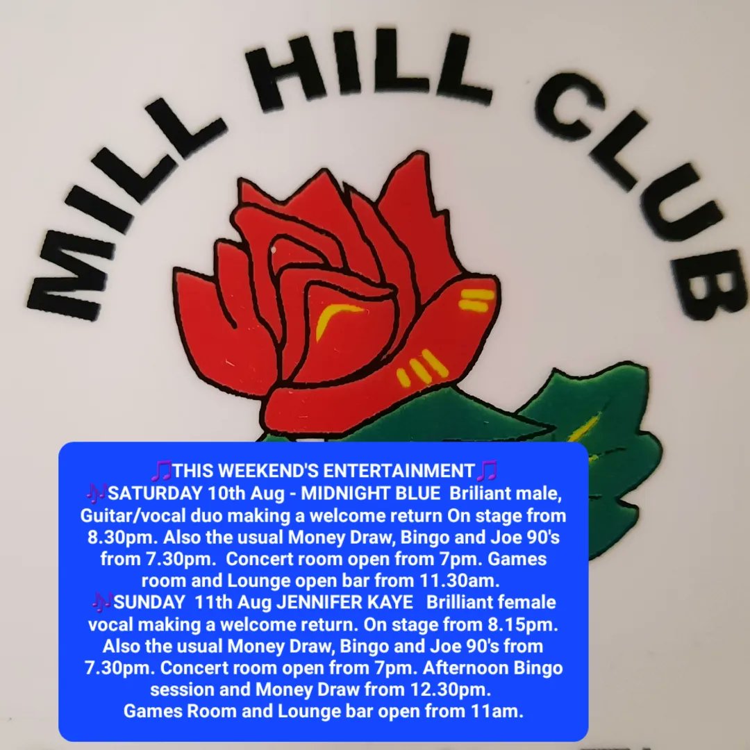 MILLHILLCLUB's tweet image. This weekend's at Mill Hill Club. Also live sports on TV's. See our Facebook for further details of upcoming events.
#weekend #millhillclubblackburn #livemusic #blackburn