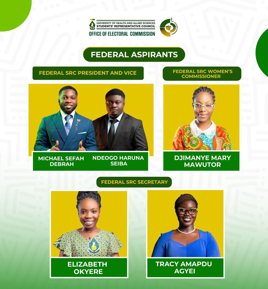 UHASSRC_EC's tweet photo. ❗️❗️❗️❗️❗️❗️❗️❗️❗️❗️❗️❗️❗️❗️
Know your aspirants for the 2023/2024 Election year https://t.co/Uf1sXlO8eq