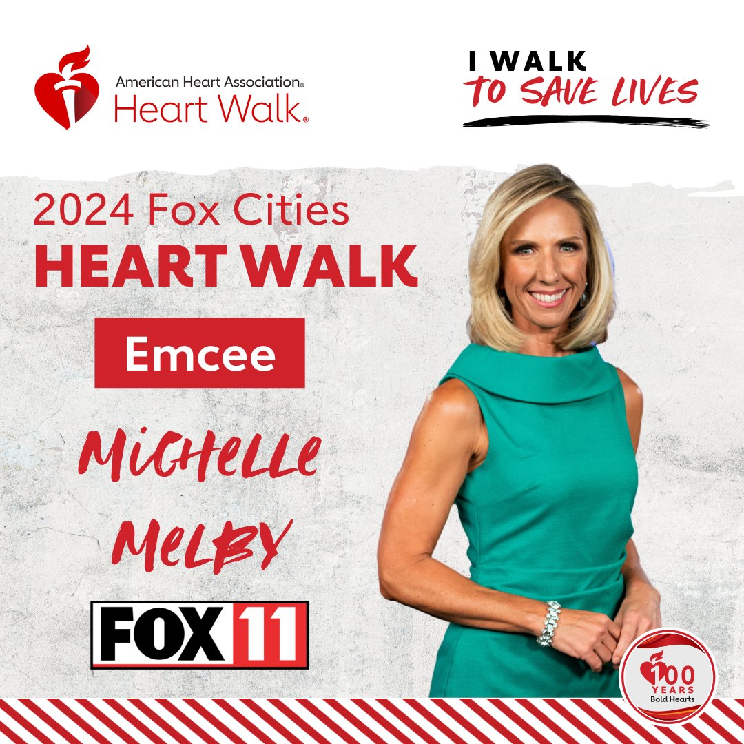 American Heart Association - Wisconsin (@ahawisconsin) on Twitter photo Join <a href="/fox11news/">WLUK-TV FOX 11</a> evening anchor <a href="/Michelle_Melby/">Michelle Melby</a> on September 28th at the 2024 Fox Cities Heart Walk in Appleton!
Register your team today at NortheastWisconsinHeartWalk.org. Join <a href="/fox11news/">WLUK-TV FOX 11</a> evening anchor <a href="/Michelle_Melby/">Michelle Melby</a> on September 28th at the 2024 Fox Cities Heart Walk in Appleton!
Register your team today at NortheastWisconsinHeartWalk.org.
