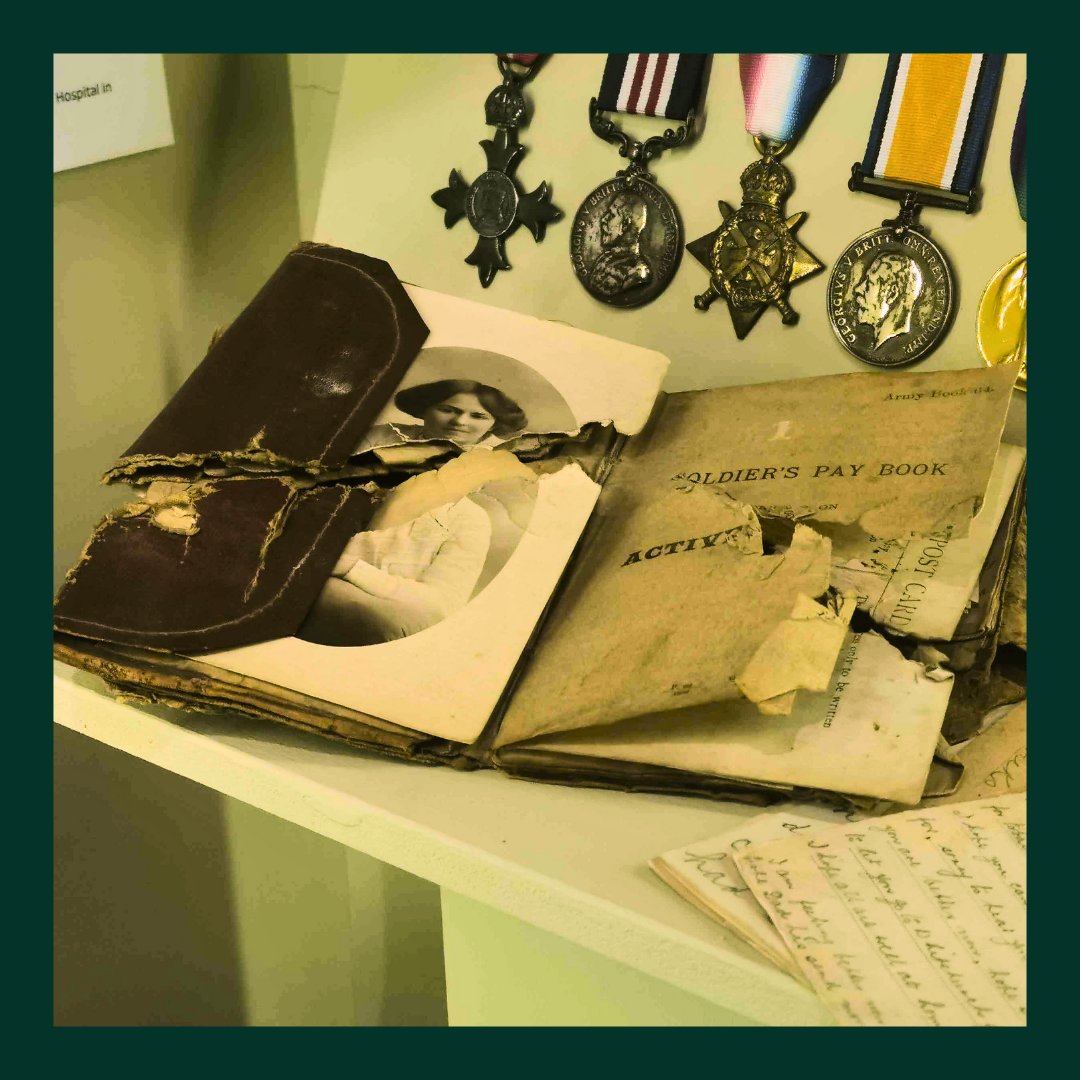 Tom Painting served with the KRRC before the start of WWI. He was taken prisoner in 1914, and in 1915 escaped a German prisoner-of-war camp with three comrades. During his year-long journey back home, his paybook and its contents deflected a bullet.