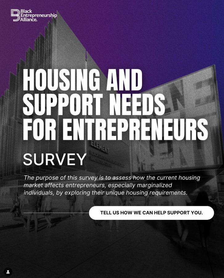 We're shaping the future for entrepreneurs—and we need your help! Take our survey to share how housing impacts you. shorturl.at/jImhH This will guide <a href="/thebea_co/">Black Entrepreneurship Alliance</a> in creating the Element Centre. Enter to win 1 of 5 $25 gift cards! 🎉 Let’s build together! #HousingSupports