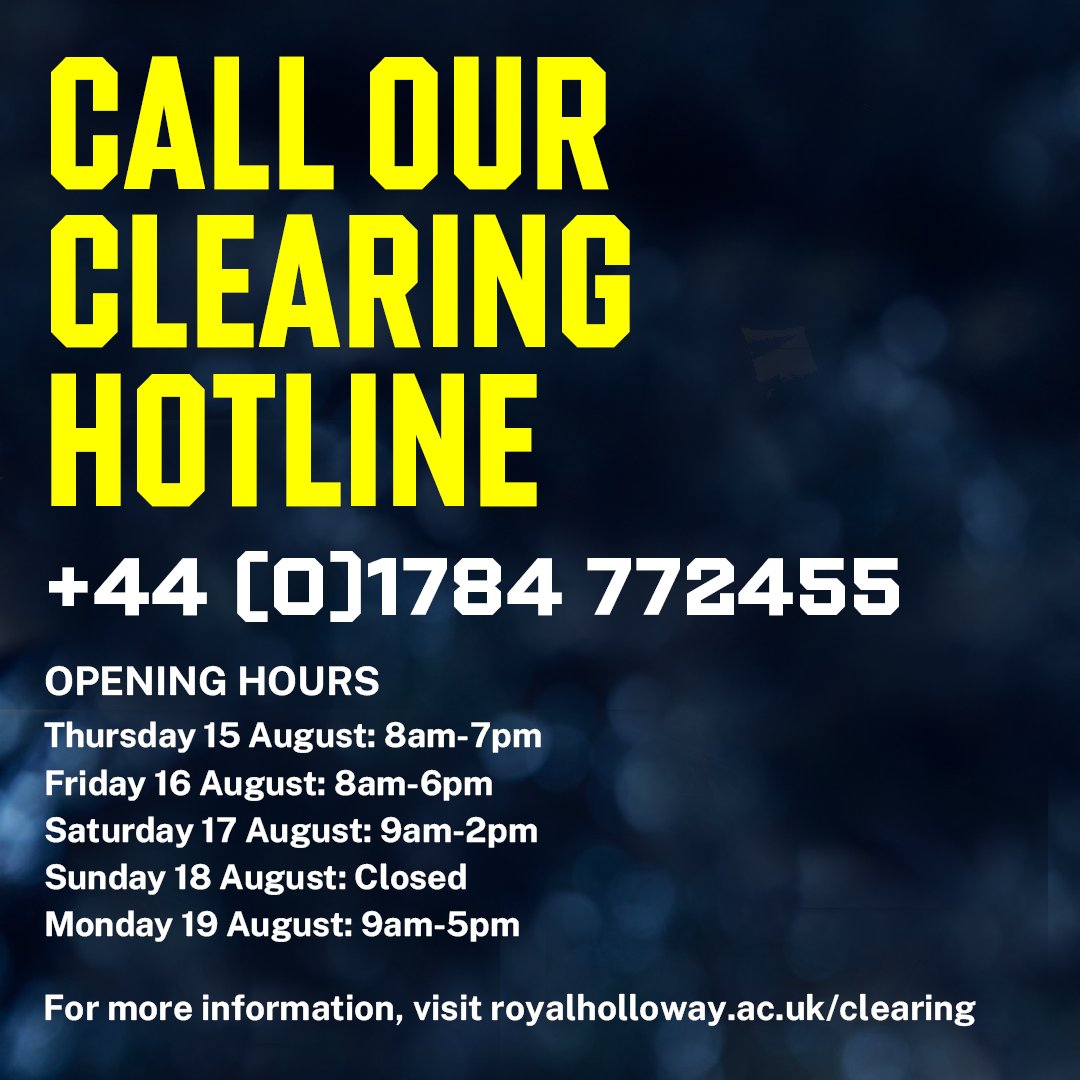 RoyalHolloway's tweet photo. Should you need us on results day, we'll be here to support you.

Here's the number you'll need to call (with your UCAS ID and grades to hand) and our friendly team will talk you through your options.

Find out more: https://t.co/nw0e727XB0 https://t.co/k206PIOvjK