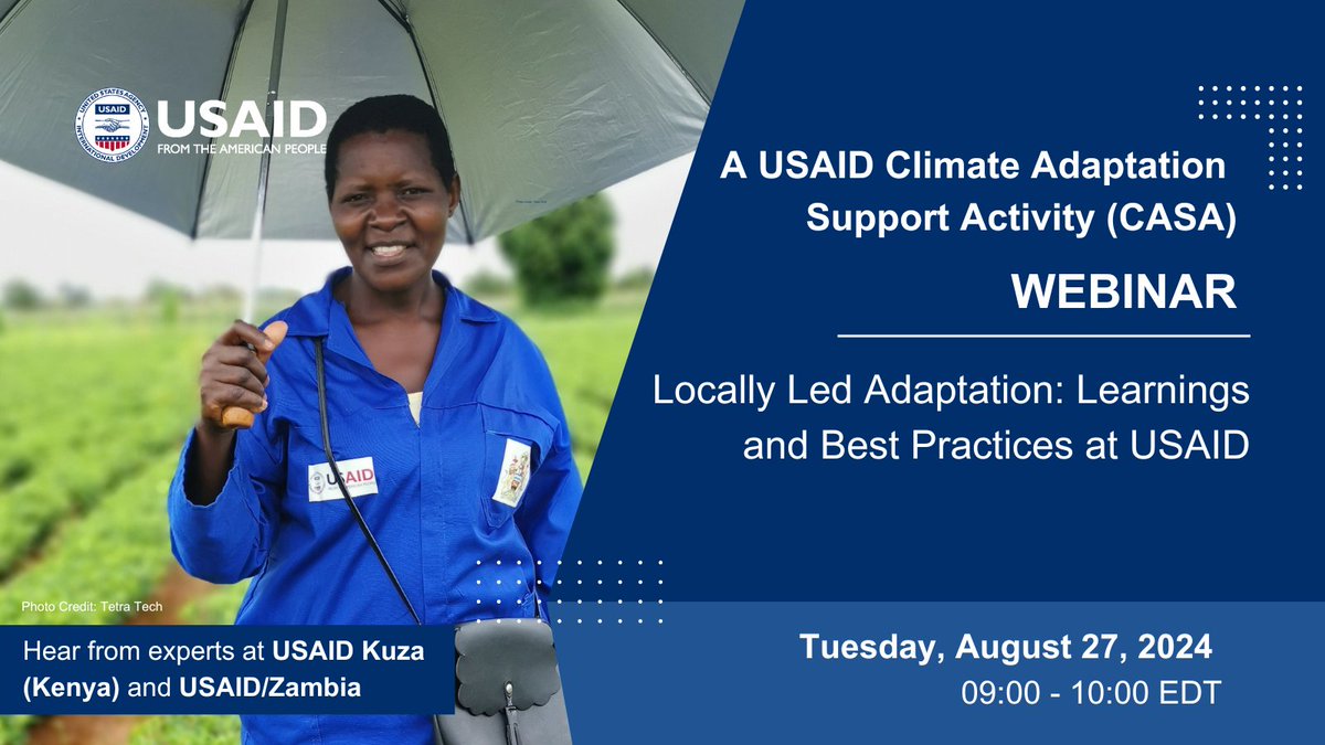 .<a href="/USAID/">USAID</a> is working to advance an equitable &amp; inclusive approach to locally led adaptation (LLA) to support local people, institutions, and networks for equal access to resources, knowledge, and expertise. Learn about their work in #Kenya and #Zambia: ow.ly/HAxf50SWjHR