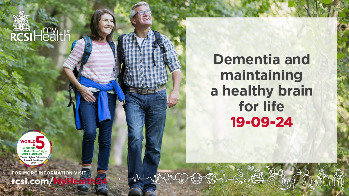 The next episode of #RCSIMyHealth will focus on the topic of dementia and maintaining a healthy brain for life 🧠

Going live on Thursday, 19 September.

Register for free here ➡️ tinyurl.com/4bnfd8sa