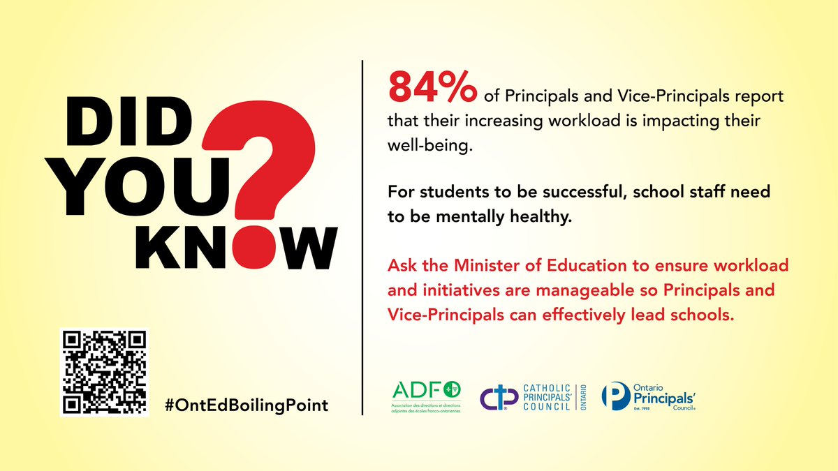 Increasing workload is adversely affecting our Principals and Vice-Principals in Ontario. #OntEdBoilingPoint