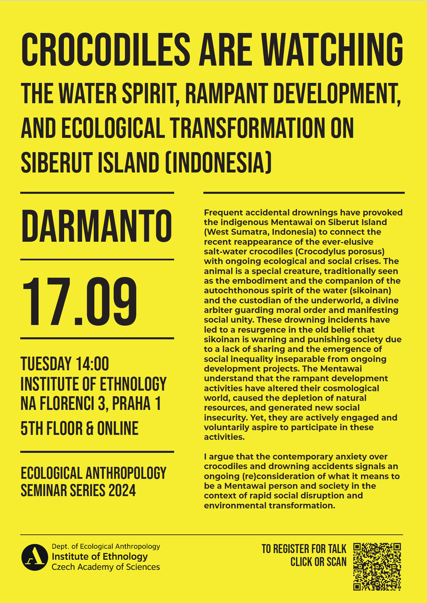 Hello! Anticipating spring &amp; the beginning of North hemisphere academic year, we'd like to draw attention to what promises to be a fascinating talk from   environmental anthropologist, Darmanto - orient.cas.cz/en/people/Darm… 

Register here: forms.office.com/e/rfKrvjTnE2