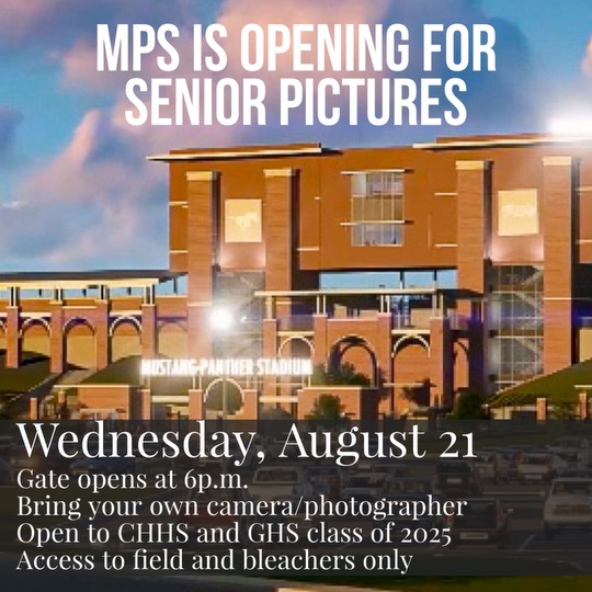 Attention Senior Parents: On Wednesday, August 21, GCISD Athletics is opening MPS for families to take senior pictures from 6-8 p.m. Guests will have access to the turf and bleachers only. Bring your own camera or photographer and capture special moments with your senior! <a href="/GCISD/">Grapevine-Colleyville ISD</a>