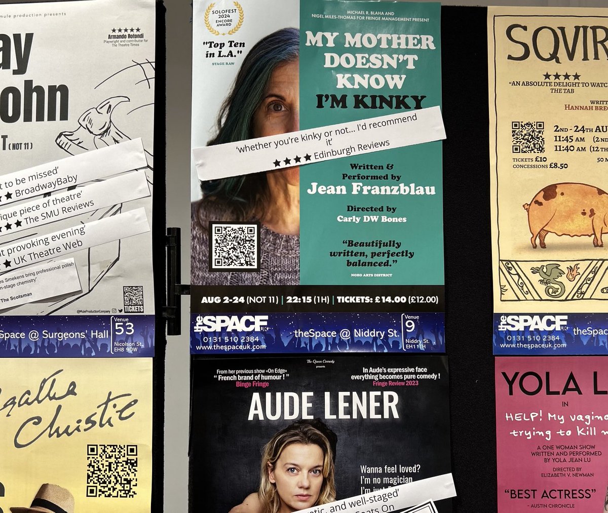 Feels so nice to see a slip of paper on my poster with 4 stars! (4.3 but who’s counting?) Last night was a delight! “My Mother Doesn’t Know I’m Kinky” performs at 10:15pm ⁦<a href="/theSpaceUK/">theSpaceUK</a>⁩ on Niddry St. #edfringe
