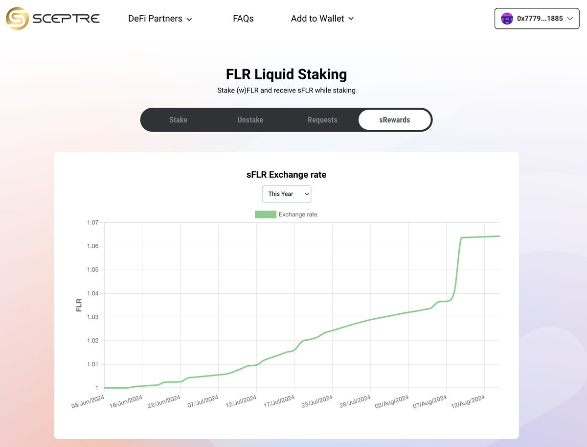 We’ve heard your feedback and added an sRewards tab to the <a href="/SceptreLS/">SCEPTRE</a> app!

For now, it lets you track the $sFLR vs $FLR exchange rate, but we are working on adding rewards and FlareDrops to it as well.

Stay tuned let us know what you’d like to see next.