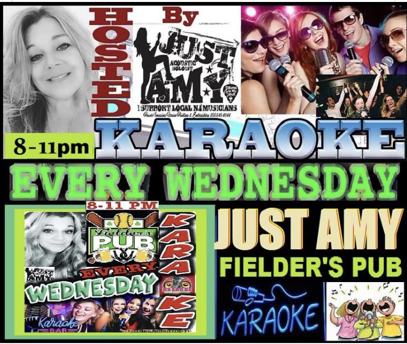 FieldersPub's tweet photo. Hump Day &amp; Karaoke at Fielder’s Pub
Come out and see Lauren, Sara &amp; Danielle slinging drinks at the bar!
https://t.co/661DDbvvcV

🎤Karaoke with Just Amy
Enchiladas right $7.99  
Roast Beef Egg Rolls (stuffed with caramelized, onions, mushrooms, and provolone cheese) $5.99 https://t.co/E9L2MTIfYv