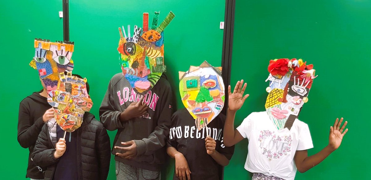 MancLibraries's tweet image. Today&apos;s relief mask-making at #GortonLibrary with exceptionally creative young people supported by amazing artist @NaynaLadd. #HAF24 Love these masks!!