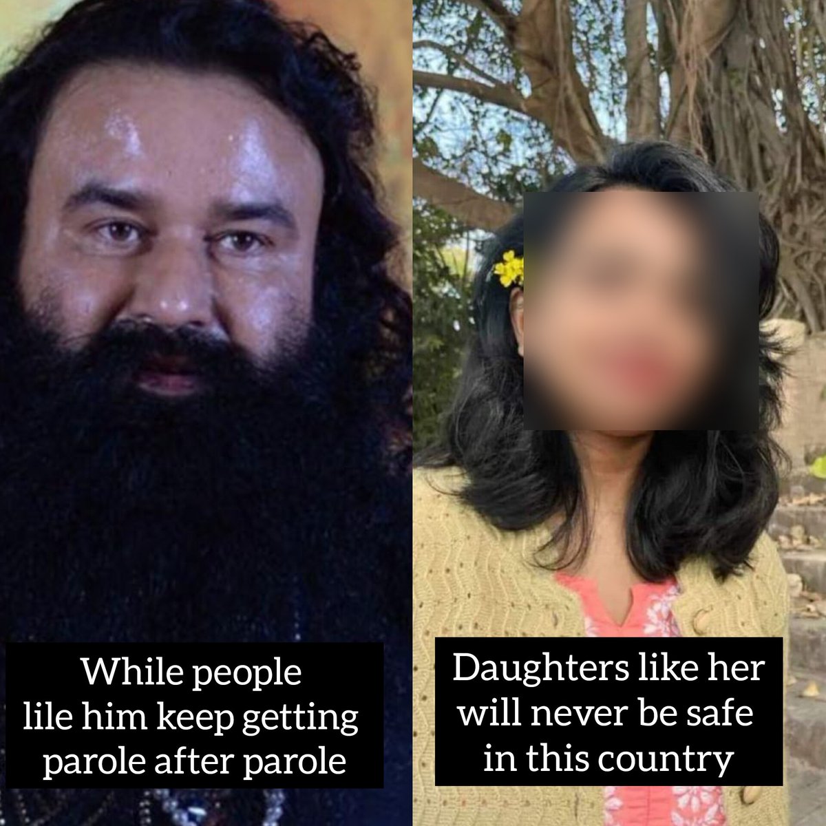 rahulreports's tweet photo. It is outrageous that in our country,  faces of rape victims must be blurred, while convicted rapists are repeatedly granted furloughs &amp; roam free. The brutal rape &amp; murder of Dr. Moumita in Kolkata highlights systemic failure that continues to betray women 🧵 #JusticeForMoumita https://t.co/mjlAuDSuEm