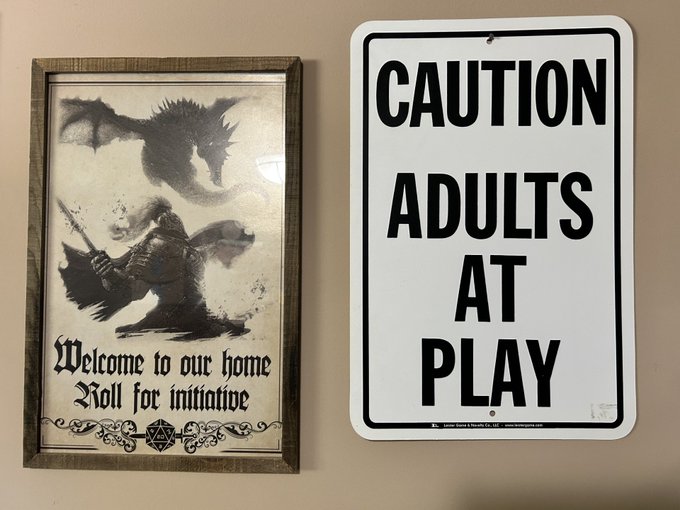 Pictures on the wall of my game room encouraging play.