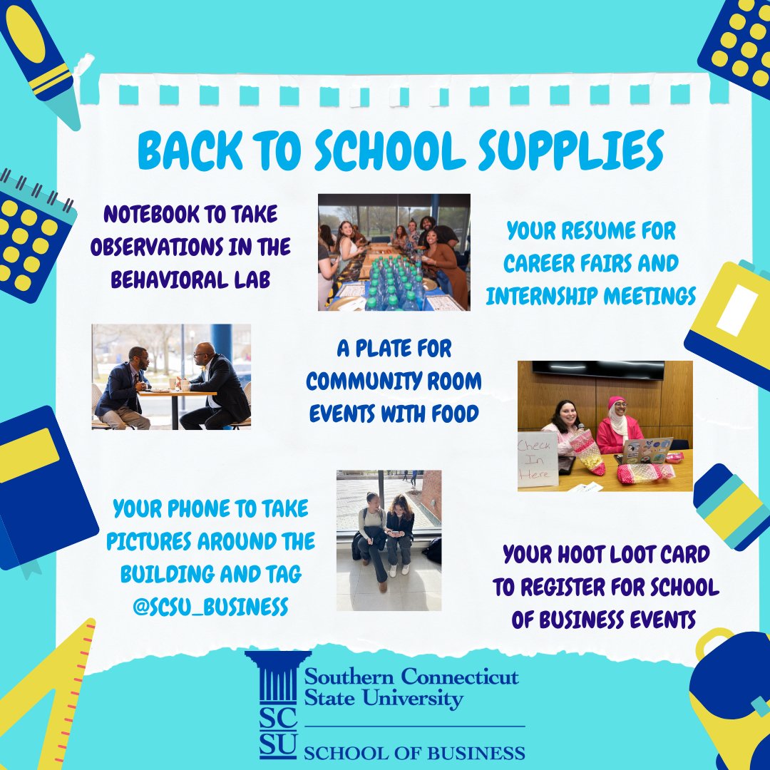 Here are some Back to School supplies you need to have a great year at the School of Business!  #scsubusiness #bemoreinspired #bemoredriven #southernscsu