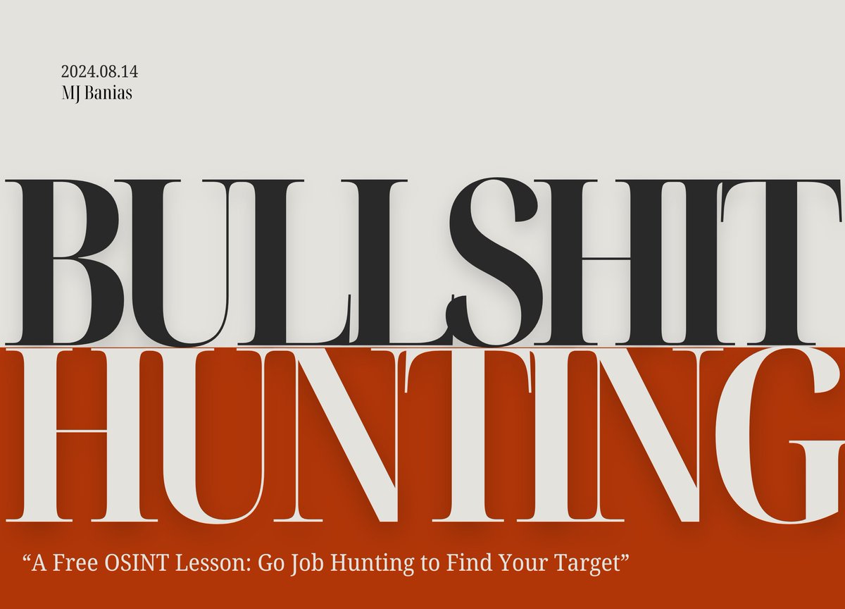bullshithunting's tweet photo. He's back, and he's done it again, folks. It's a Free OSINT Tip from MJ Banias. This time, we're hunting through nefarious BS and job postings. Take a read!

https://t.co/hW65ahzg23 https://t.co/ZnlN5DrPRH