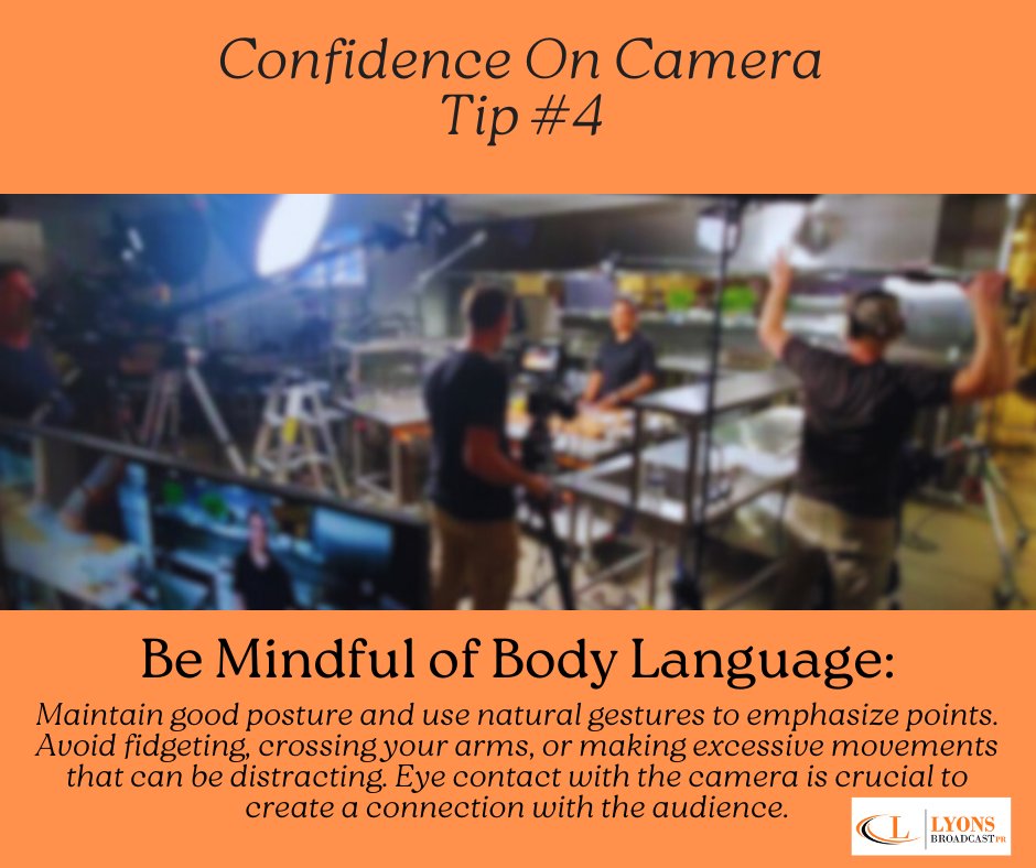 lyonspr's tweet photo. This week's #confidenceoncamera tip gives you an idea about body language and visual presentation on camera. #video #broadcast #videoproduction #publicrelations #satellitemediatour https://t.co/4KSPrBwCfw