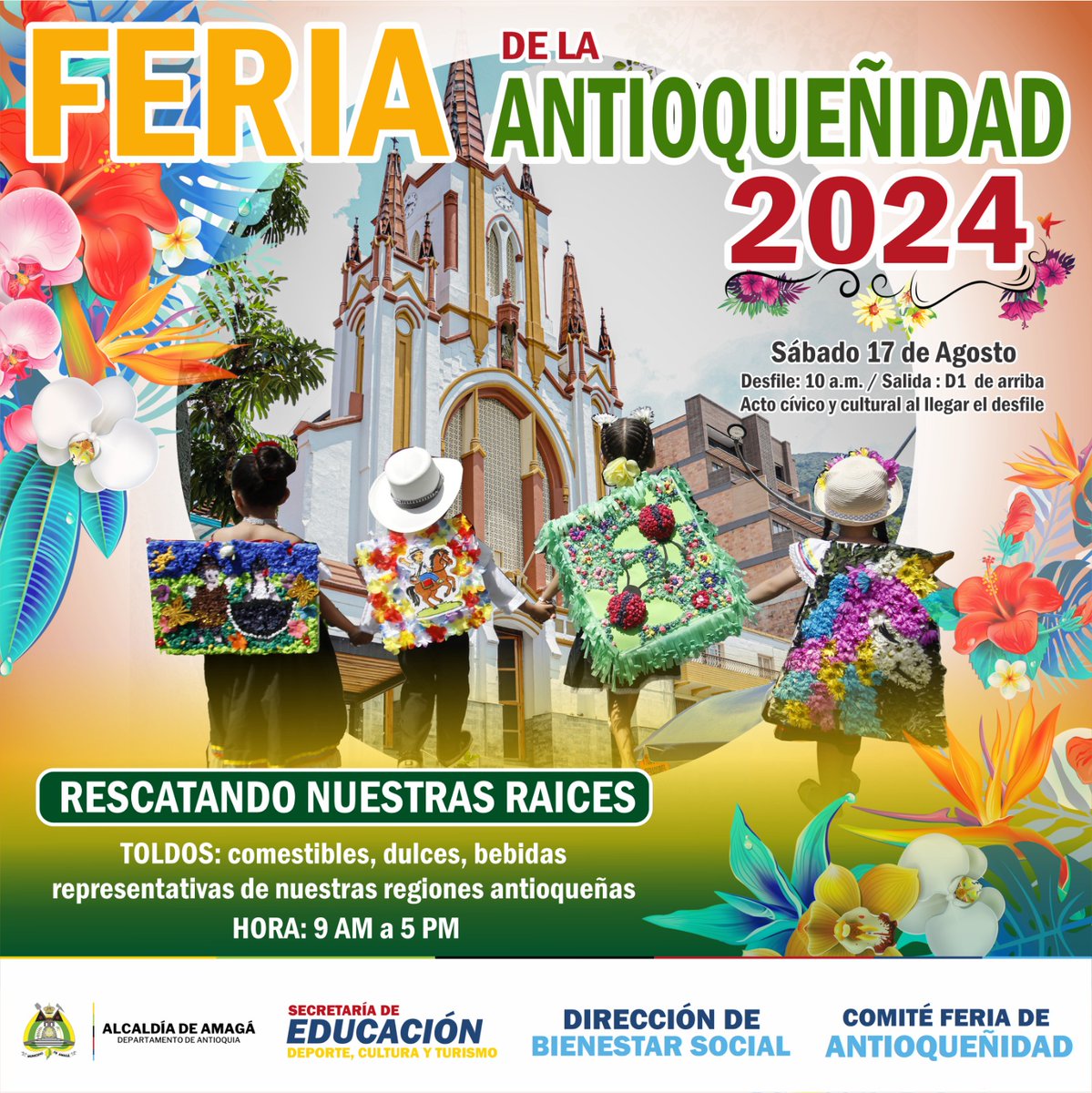 ¡Prepárate para vivir una experiencia única!
Este sábado 17 de agosto, nuestra Feria de la Antioqueñidad te espera con los brazos abiertos. 
👉Toldos en el parque principal a partir de las 9:00 a.m.
👉Desfile a las 10:00 a.m.
<a href="/MolinaWilser/">Wilser Dario Molina</a> 
#amagaenamora💛💚💙❤️