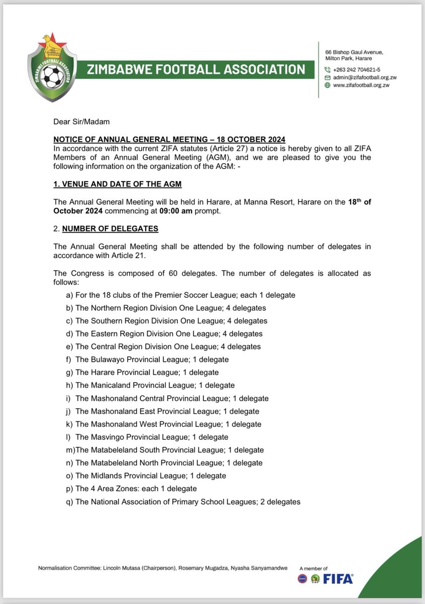 Zimbabwe Football Association tweet media
