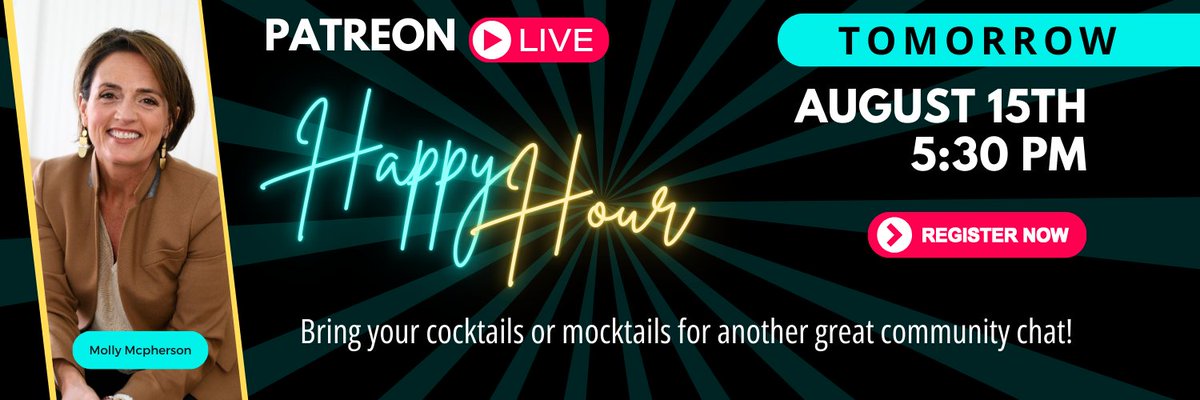 Get ready! Tomorrow, Aug. 15th at 5:30 pm ET, join me for an exclusive Happy Hour Live. Grab your favorite drink and dive into celebrity gossip, epic PR meltdowns, and all the hot topics YOU want to discuss. Not a member? Sign up here: patreon.com/MollyMcPherson